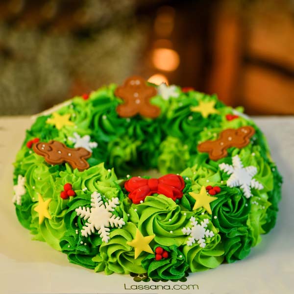 CHRISTMAS WREATH 1.5KG (3.3LBS) - Lassana Cakes - in Sri Lanka